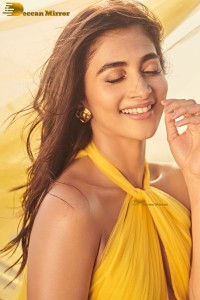 actress Pooja Hegde beautiful photo shoot in a yellow dress