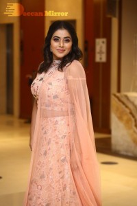 Actress Poorna seen at the Three Roses OTT show event