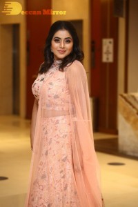 Actress Poorna seen at the Three Roses OTT show event