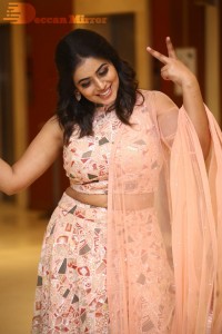 Actress Poorna seen at the Three Roses OTT show event