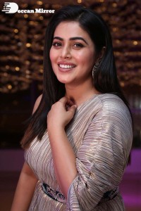 South Actress Poorna in a grey shiny dress