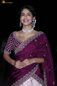 actress Pragati Srivastava dazzles in a maroon saree at a movie event