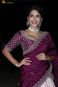 actress Pragati Srivastava dazzles in a maroon saree at a movie event