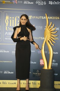 actress Pragya Jaiswal beautiful in a black dress at a movie function