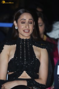 actress Pragya Jaiswal beautiful in a black dress at a movie function