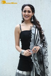 Actress Pragya Jaiswal in a black salwar kameez