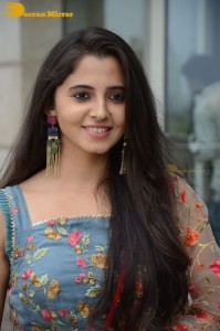 Actress Preethi Asrani in a blue lehenga choli dress