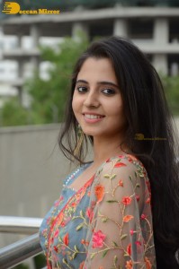 Actress Preethi Asrani in a blue lehenga choli dress