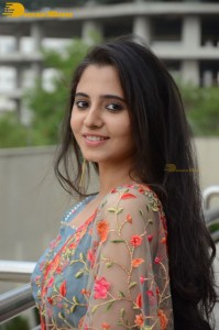 Actress Preethi Asrani in a blue lehenga choli dress