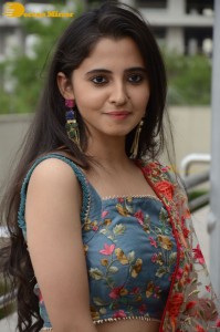 Actress Preethi Asrani in a blue lehenga choli dress