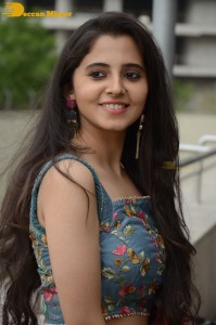 Actress Preethi Asrani in a blue lehenga choli dress