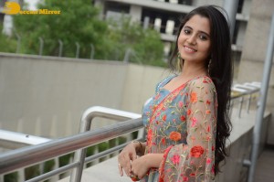 Actress Preethi Asrani in a blue lehenga choli dress