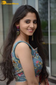 Actress Preethi Asrani in a blue lehenga choli dress