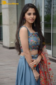 Actress Preethi Asrani in a blue lehenga choli dress