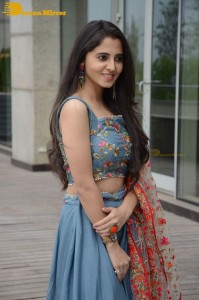 Actress Preethi Asrani in a blue lehenga choli dress