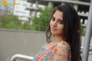 Actress Preethi Asrani in a blue lehenga choli dress