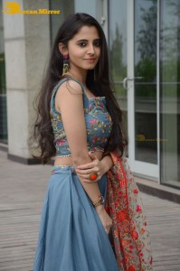 Actress Preethi Asrani in a blue lehenga choli dress