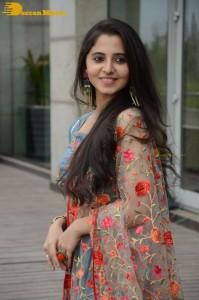 Actress Preethi Asrani in a blue lehenga choli dress