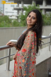 Actress Preethi Asrani in a blue lehenga choli dress