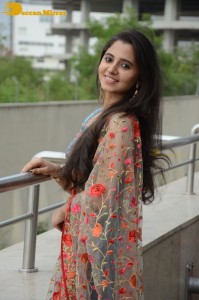 Actress Preethi Asrani in a blue lehenga choli dress