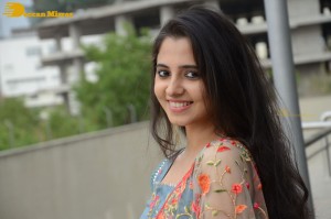 Actress Preethi Asrani in a blue lehenga choli dress