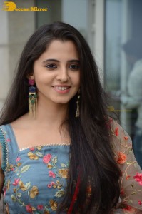 Actress Preethi Asrani in a blue lehenga choli dress