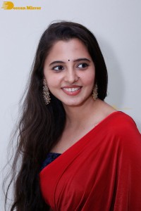 Telugu Actress Preethi Asrani in a red saree