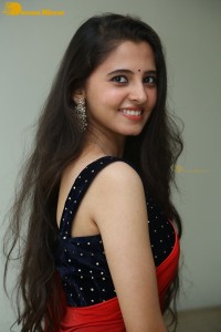 Telugu Actress Preethi Asrani in a red saree