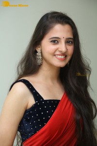 Telugu Actress Preethi Asrani in a red saree