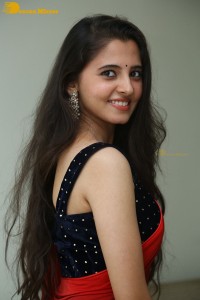 Telugu Actress Preethi Asrani in a red saree