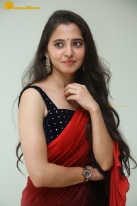 Telugu Actress Preethi Asrani in a red saree