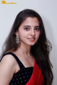 Telugu Actress Preethi Asrani in a red saree