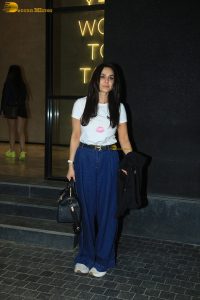 bollywood actress preity zinta cute in a white top and denim jeans