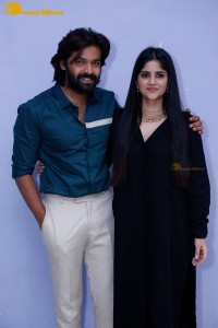 Telugu movie Premadesam press meet attended by actors Thrigun and Megha Akash