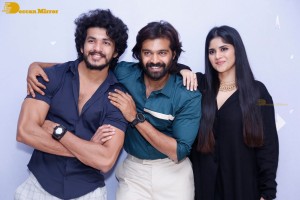 Telugu movie Premadesam press meet attended by actors Thrigun and Megha Akash