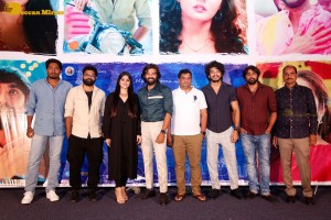 Telugu movie Premadesam press meet attended by actors Thrigun and Megha Akash