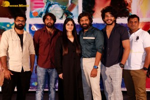 Telugu movie Premadesam press meet attended by actors Thrigun and Megha Akash