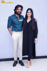 Telugu movie Premadesam press meet attended by actors Thrigun and Megha Akash