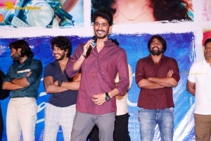 Telugu movie Premadesam press meet attended by actors Thrigun and Megha Akash