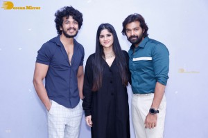 Telugu movie Premadesam press meet attended by actors Thrigun and Megha Akash