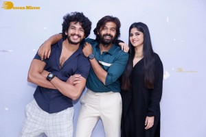Telugu movie Premadesam press meet attended by actors Thrigun and Megha Akash