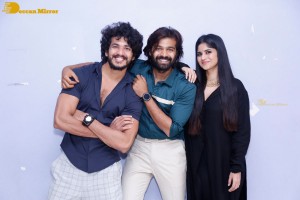 Telugu movie Premadesam press meet attended by actors Thrigun and Megha Akash