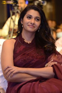actress priya bhavani shankar in a brick red saree