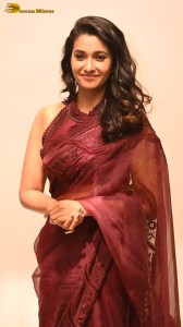 actress priya bhavani shankar in a brick red saree