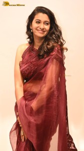 actress priya bhavani shankar in a brick red saree