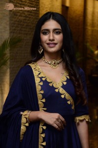 Priya Prakash Varrier in a blue salwar kameez dress attending 'Ishq - Not a Love Story' movie pre release function.