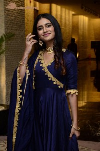 Priya Prakash Varrier in a blue salwar kameez dress attending 'Ishq - Not a Love Story' movie pre release function.