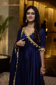 Priya Prakash Varrier in a blue salwar kameez dress attending 'Ishq - Not a Love Story' movie pre release function.