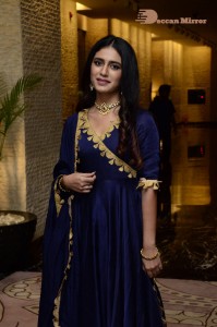 Priya Prakash Varrier in a blue salwar kameez dress attending 'Ishq - Not a Love Story' movie pre release function.