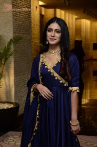 Priya Prakash Varrier in a blue salwar kameez dress attending 'Ishq - Not a Love Story' movie pre release function.